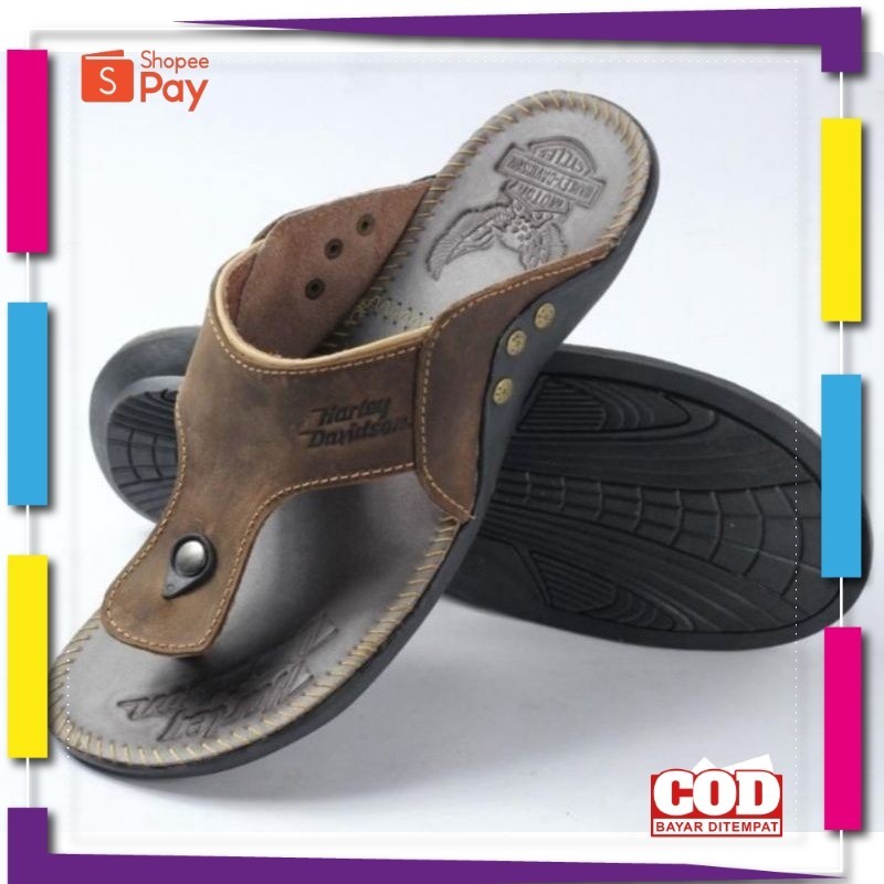 [PREMIUM ORIGINAL] Cuci Gudang Sandal Hurley Davidsin Upper Kulit Sapi Asli 100%