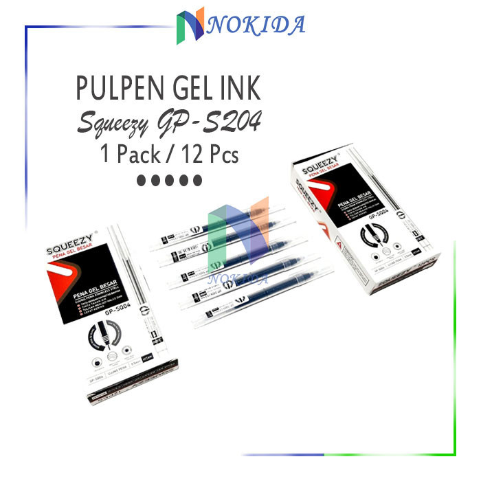 

Nokida Pulpen Gel Big Squeezy GP-SQ04 1 Pack / Pena Alat Tulis / Balpen Tinta Hitam / Pena 0.5 Mm Ukuran Besar / Ballpoint 1 Lusin