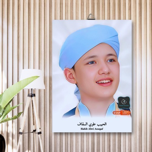 Foto Poster + Bingkai Kayu Habib Alwi Assegaf Foto Habib-Ulama -A3 - 20X30CM/A4 Hiasan Dinding Pajan