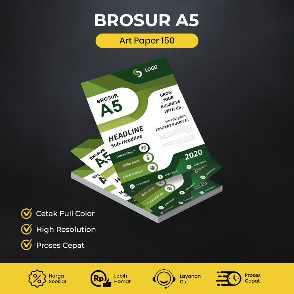 

CETAK BROSUR A5 (14.8 x 21 cm) ART PAPER 150 FLYER BROSUR PROMOSI PRINT 1 SISI MURAH & CEPAT | GROSIR