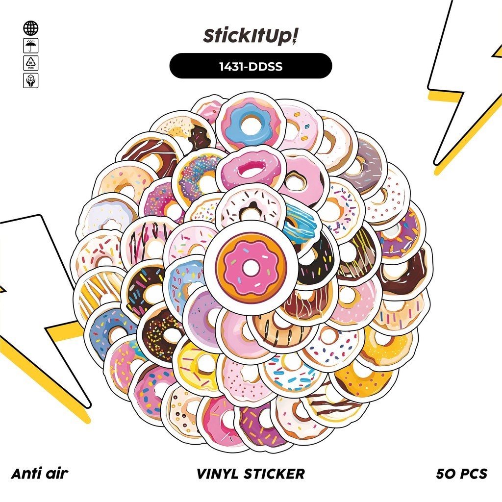 

COD✨ 100 Pcs Stiker Pack Delicious Doughnut Lucu Aesthetic Vynil Waterproof untuk Freebies Sticker Buku Journal Casing HP Laptop