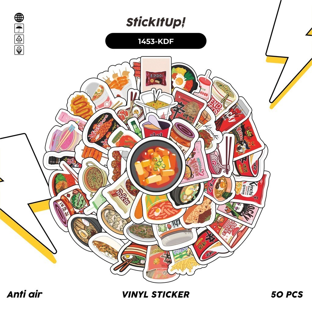 

COD✨ 100 Pcs Stiker Pack Korean Delicious Food Lucu Aesthetic Vynil Waterproof untuk Freebies Sticker Buku Journal Casing HP Laptop