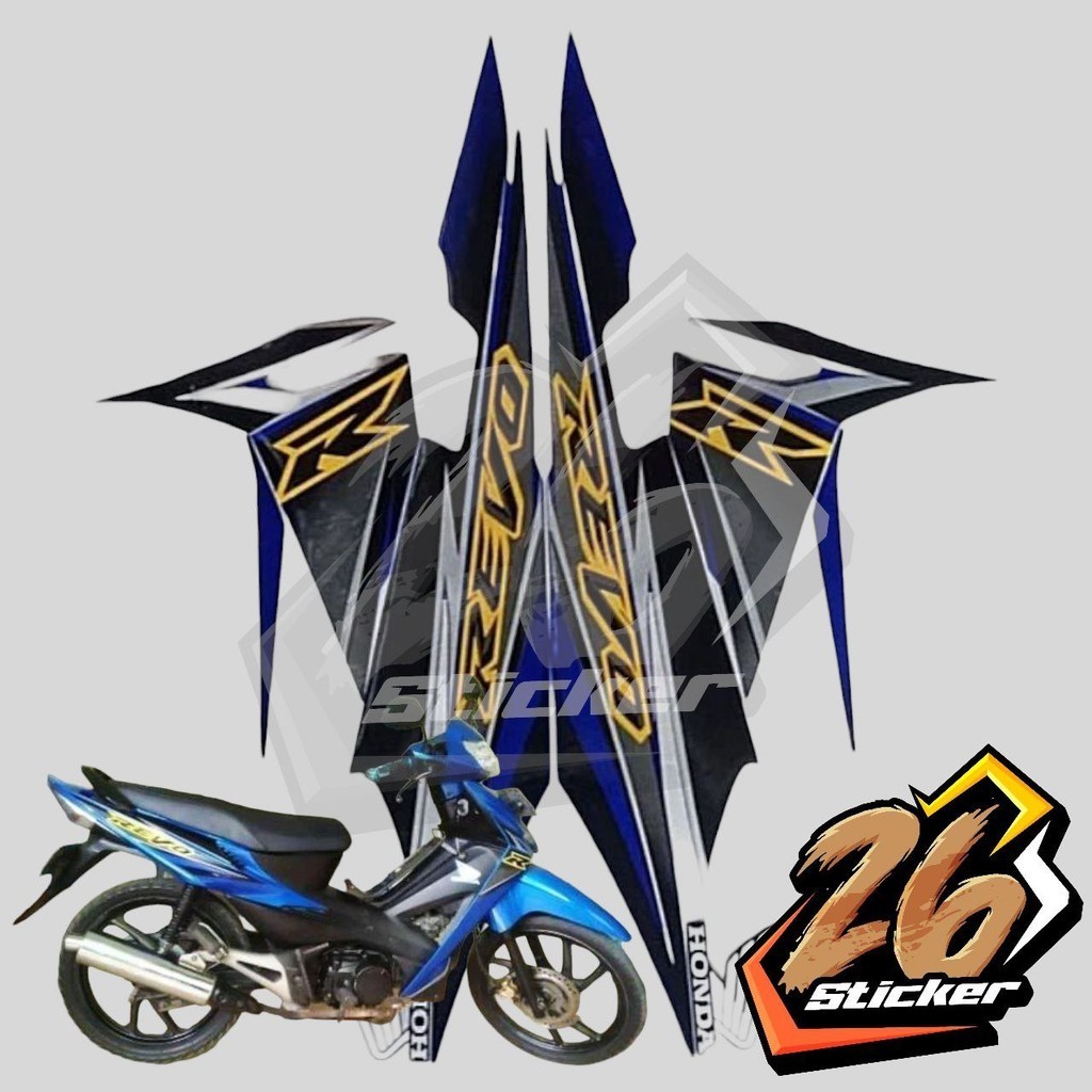 STICKER STIKER POLET LIS STRIPING MOTOR FULL BODY HONDA REVO R REVO LAMA WARNA BIRU ABU ABU