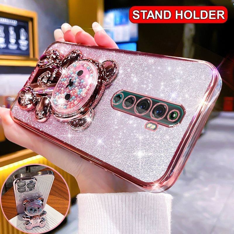 Casing OPPO Reno2 / Reno2 F / Reno2 Z / Reno3 Find X8 Pro A5 Pro case Cute 3D Bear Stand Holder Luxu