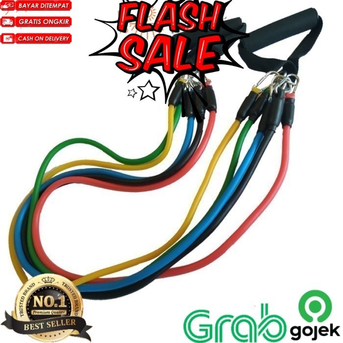Expander band + resistance band + tali karet olahraga DD
