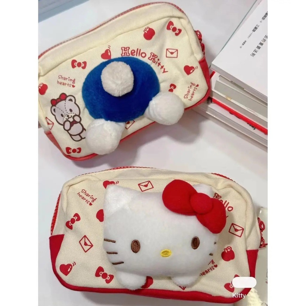 

New HelloKitty Plush Stationery Bag Cute Girl Pencil Bag Value Large Capacity Makeup Bag Student Stationery Storage Box