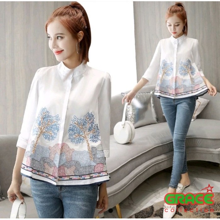 REAL Blouse Highterneck Three 3WARNA / Blouse Korea / Baju Atasan Wanita / Pakaian Kantor / Kemeja K