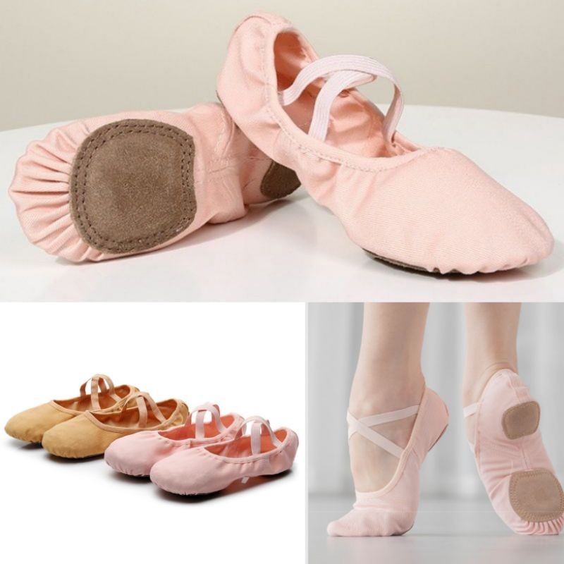 AV87JA Pro Elastic NB TIPE A Ballet Dance Shoes Split Sole Anak Remaja Dewasa Pink Salmon - Camel Sk