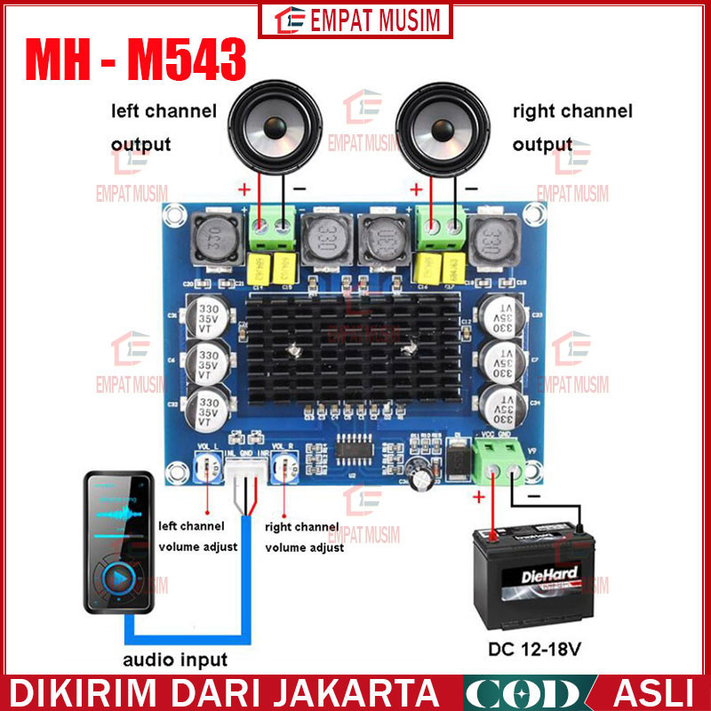 M139 M543 Kit Power Amplifier Class D DIGITAL AUDIO TPA3116D2 12-24V 2x50W+100W 2x120W Stereo Subwoo