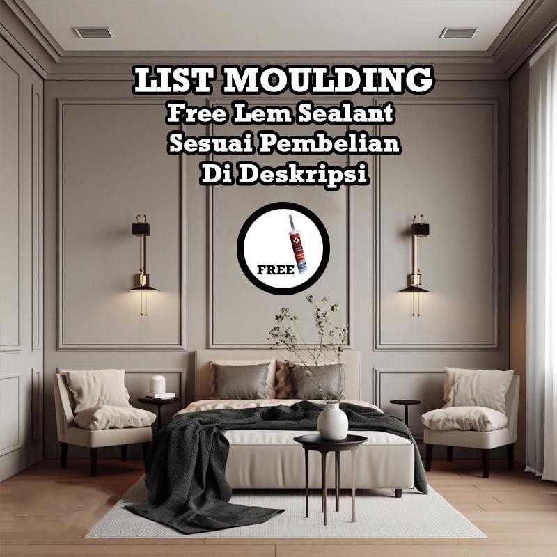 WA List Wall Moulding PVC 290cm Border Profil Lis Molding PVC Ukiran Dinding Lis Dinding PVC Premium
