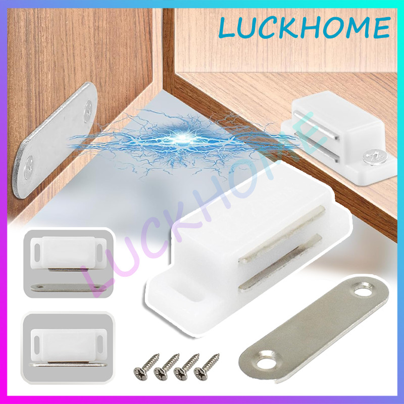 6PCS Magnet Pintu Lemari Laci Kotak Putih Besi Magnetic Door Closer Stopper Magnet Plat Kuat Penutup