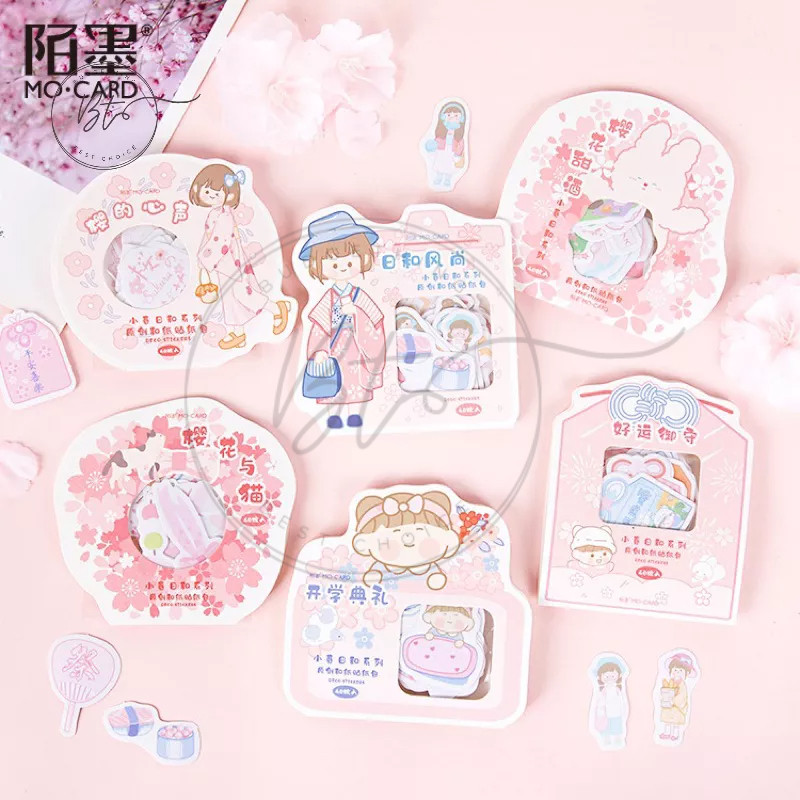 

Journamm.id 46 Pcs/ Set Warm Girl Series Stickers Creative Handbook Decoration Handbook Material Album Stickers