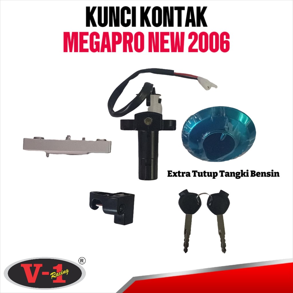 V-1 RACING KUNCI KONTAK MEGAPRO NEW 2006 + TUTUP TANGKI BENSIN (35010-KEH-600)