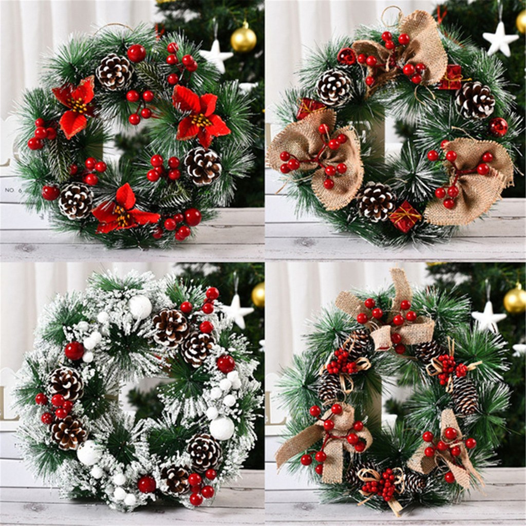 

1pc Christmas Wreaths Door Hanging Rattan Venue Layout Christmas Decorations Garland for Home Decor 2024 New Year