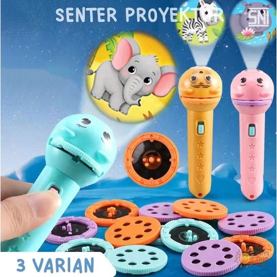 Mainan Senter Anak Bayi Lampu Proyektor Edukasi Flashlight Toys Lucu
