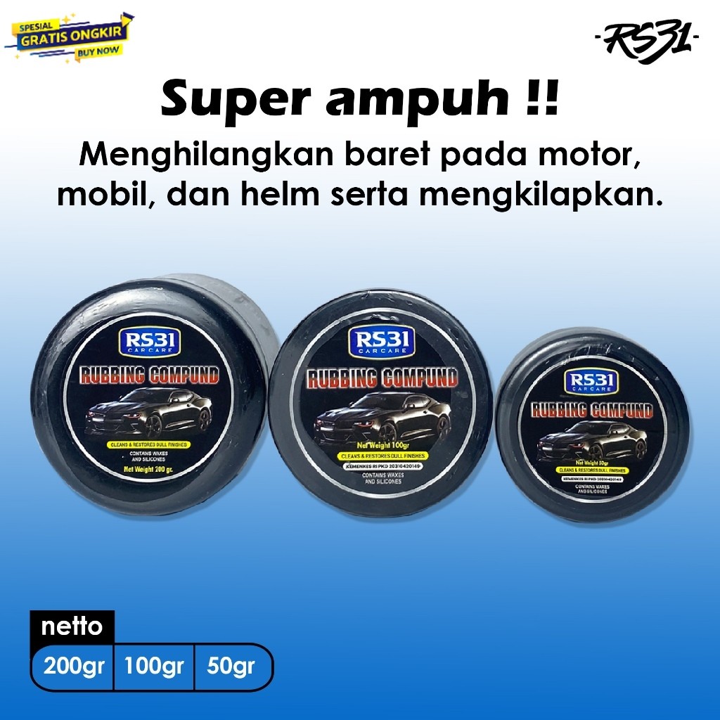 Kompon penghilang baret body mobil, aspa,  bodi motor, helm kaca goresan | Rubbing Compound RS31|
