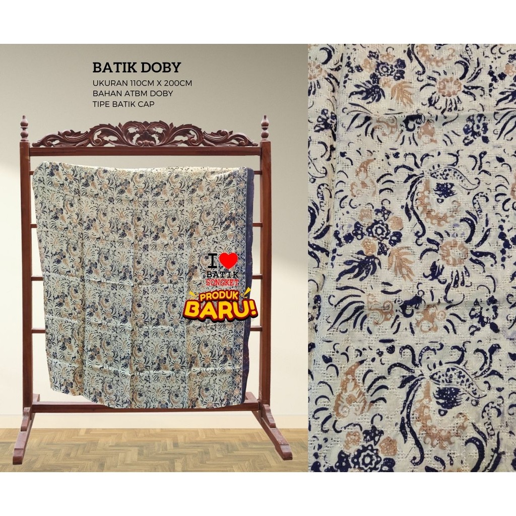 DOBY PASTEL PARANG MOTIF 5 PEKALONGAN DOBI DOBBY BAHAN KAIN BATIK CAP ATBM KATUN PUTIH KREM NAVY
