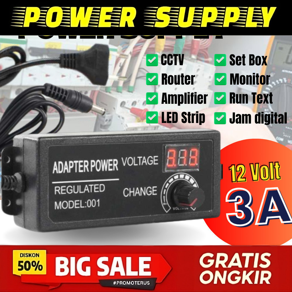 Power Supply Universal PSU SMPS Trafo DC 3V-24V 3A Adjustable