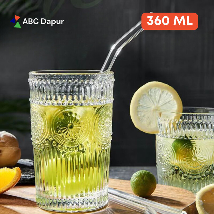 Gelas Cangkir Sunflower Glass Cup 360 ml Transparan