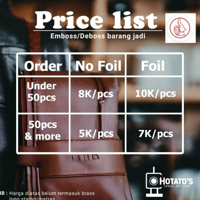 

Jasa Stempel Panas Hot Stamp Foil No Foil