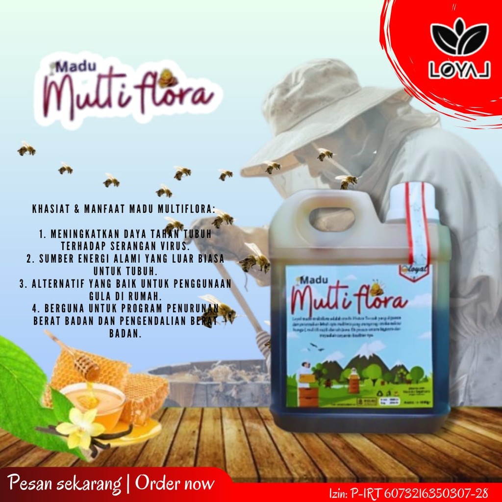

Madu Asli 100% - Madu Murni Nektar Multiflora 1 Kg - Pure Natural Raw Honey