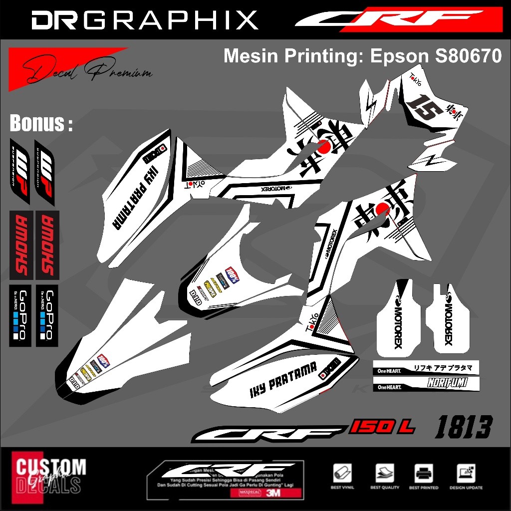 PREMIUM DECAL STIKER HONDA CRF 150L CRF 250 FULL BODY COSTUM DESAIN TERBARU kode CRF-19