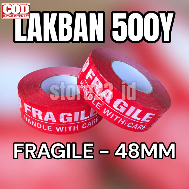 

ISOLASI FRAGILE 48MM X 500Y / LAKBAN FRAGILE 48MM X 500YARD / LAKBAN FRAGILE JUMBO 48 MM X 500 Y