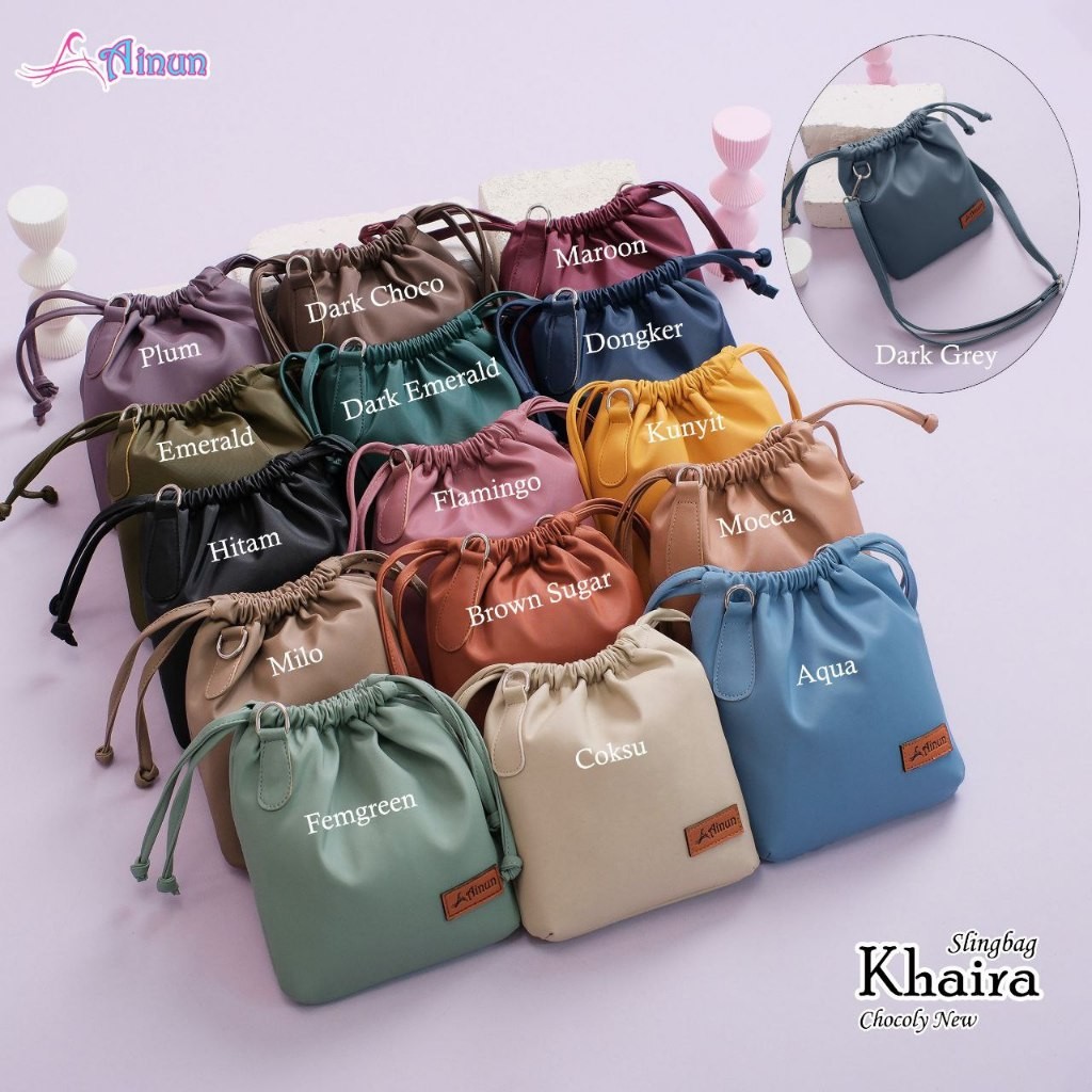 Vast Galeri - KHAIRA SLINGBAG AINUN Tas Serut selempang wanita bahan halus model terbaru