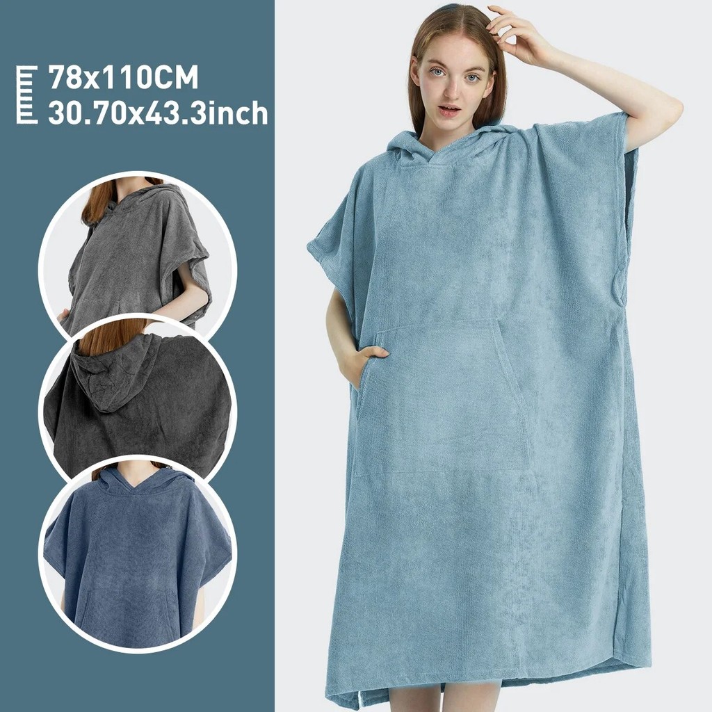 Surf Poncho Towel Poncho Quick-Dry Towel Hoodie Microfiber Beach Robe Changing Poncho Swim Towel Bea