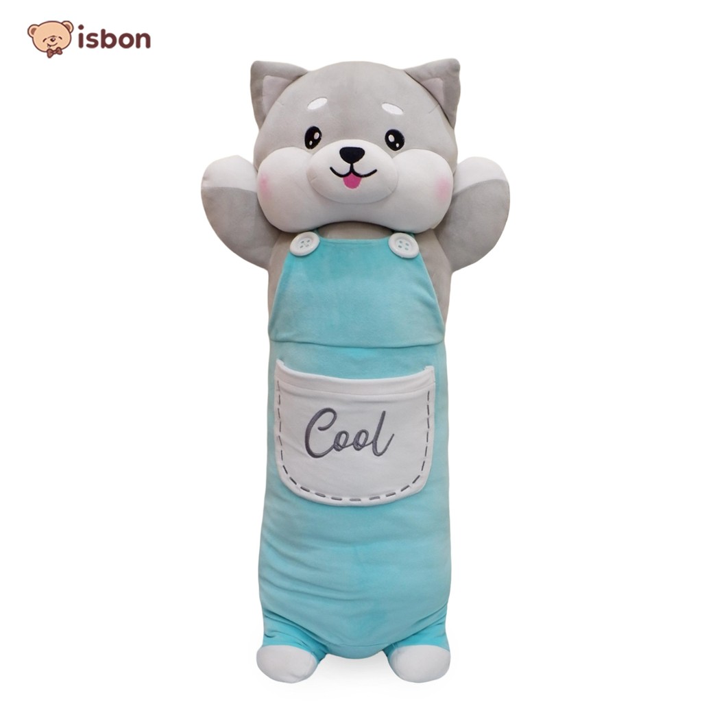 Boneka Guling Jumbo Combi Anjing Husky Abu  Menggemaskan Bahan Premium By ISTANA BONEKA