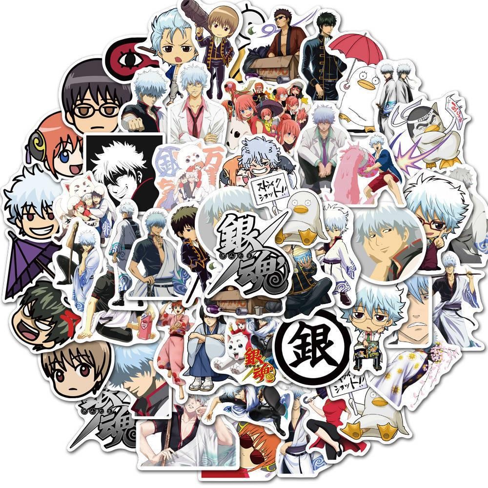 

50Pcs GINTAMA Cartoon Graffiti Stickers Mobile Phone Skateboard Suitcase Water Cup Guitar Decorated Sticker