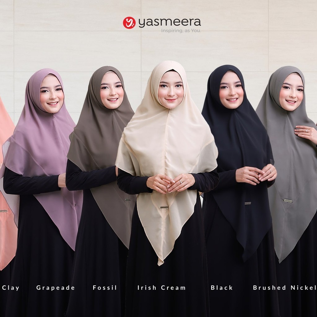 Yasmeera bergo Ceruti 2 Layer Premium non Pet / Khimar Hanaya Wanita / Kerudung Hijab Yasmeera di an