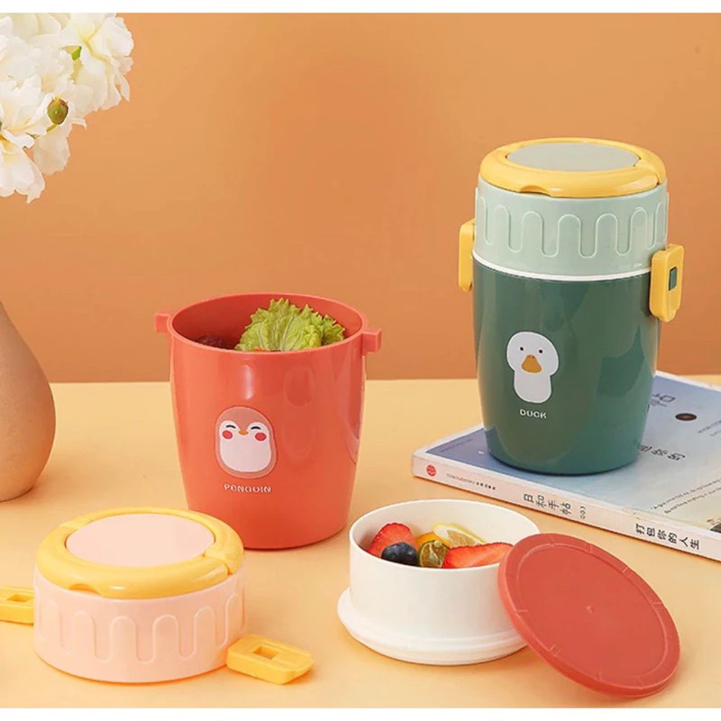 Toysgallery88 Kotak Makan Model Kerucut Motif Kartun / Lunch Box 2 layer Cartoon w/ handle / tempat 