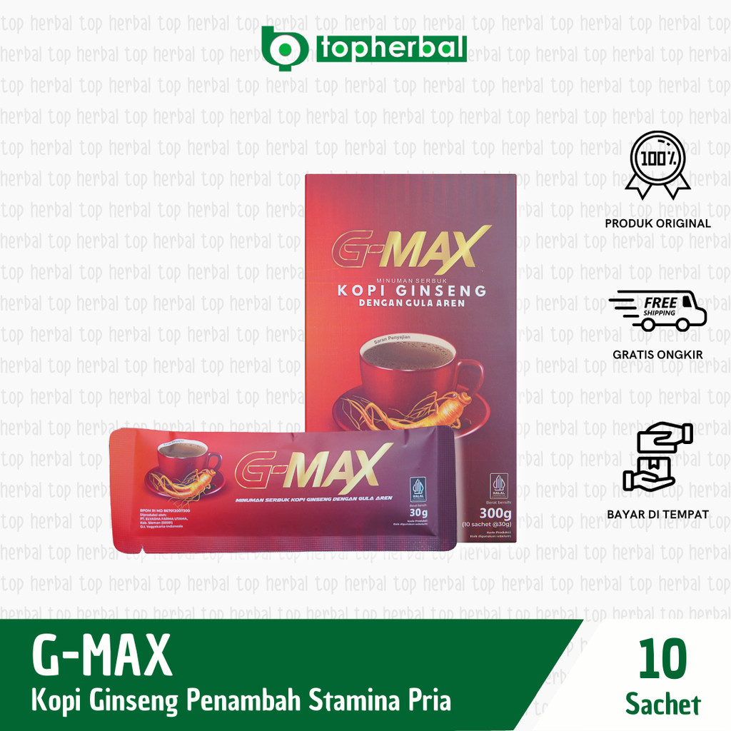 

Kopi Kuat Pria Tahan Lama Original 100% Asli G-MAX Kopi Ginseng 1 Box 10 Sachet