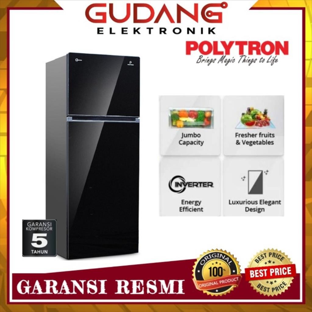 LEMARI ES 2 PINTU POLYTRON PRW25VX JUMBO KULKAS POLYTRON PRW 25 VX
