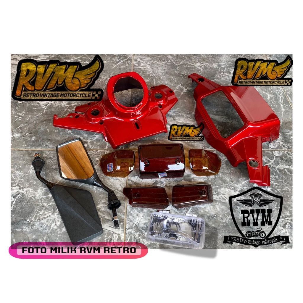COD Batok kepala atas bawah yamaha alfa maroon set reflektor set spion batok alfa set maroon MOTOR