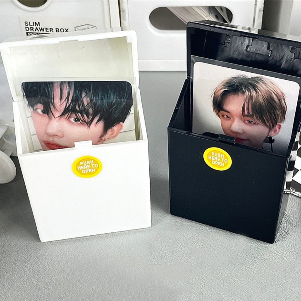 

Black Photocards Storage Box White Transparent Kpop Idol Photo Card Holder Container Portable Card