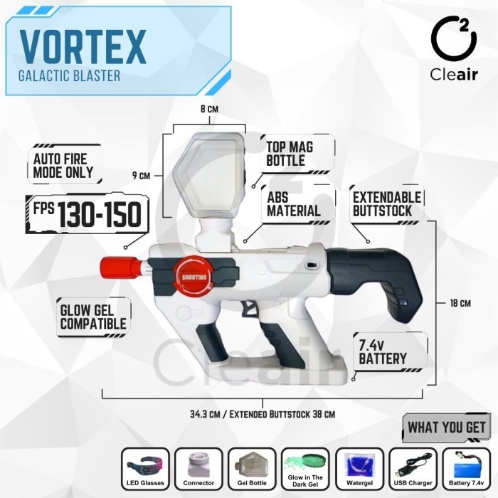 Cleair O2 - Mainan Anak-anak Luar Ruangan Water Gell Blaster M4 - VORTEKS