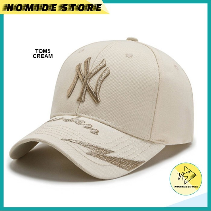 ✨F.SK✨ - TERMURAH TOPI BASEBALL PRIA WANITA NY LIGHTNING PETIR YANKEES MLB CAP KOREA TQM - tqm5-beig