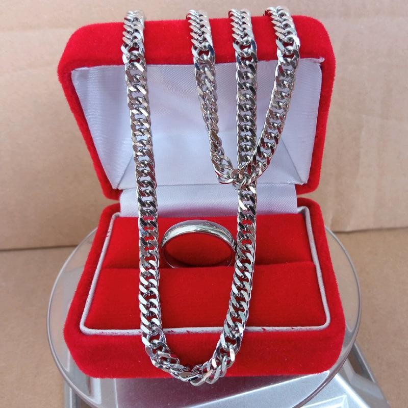 Kalung Rante Titanium Silver 100% ORIGINAL (bonus cincin cantik)