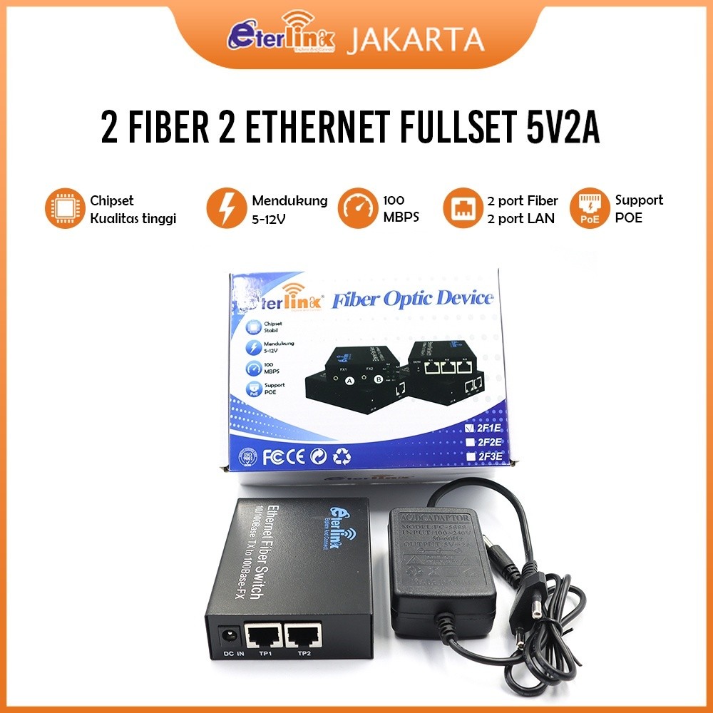 Fiber Ethernet Converter Eterlink 2F2E 10/100M Base Chipset Stabil