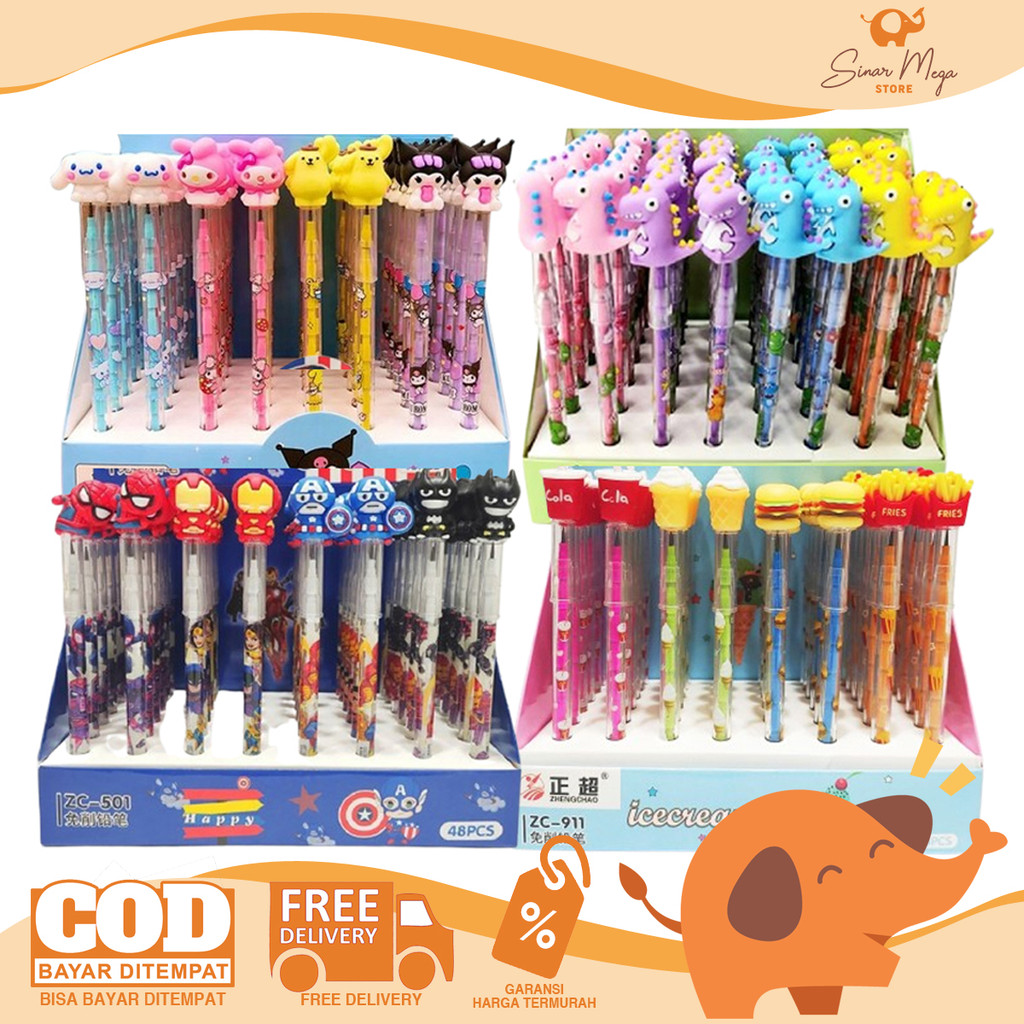 

Fancy Pencil Bensia - Pensil Susun Sambung Karakter SANRIO / DINO / HERO / FOOD Murah