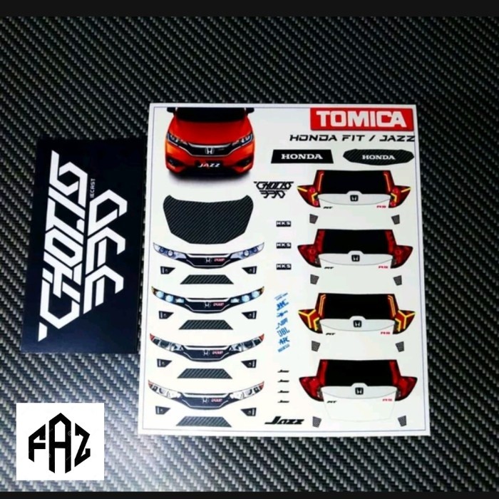 Decal  Diecast  tomica honda fit atau jazz detile lampu bukan hotwheels