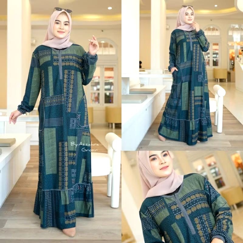 Gamis Motif Kotak-Kotak Busui Frendly Jumbo Zoe #2 Maxy by Uwais