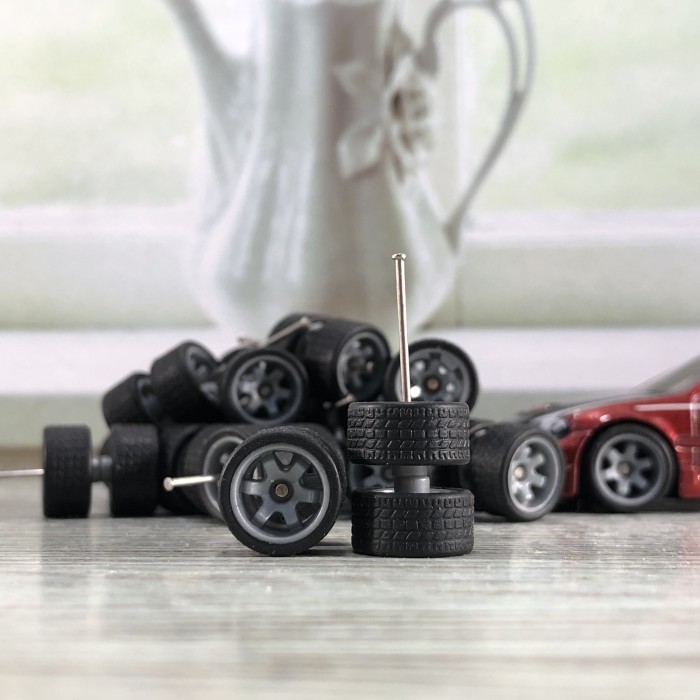 BAN KARET HOT WHEELS 6 SPOKE MODEL RAYS TE37 CELONG GREY ABU