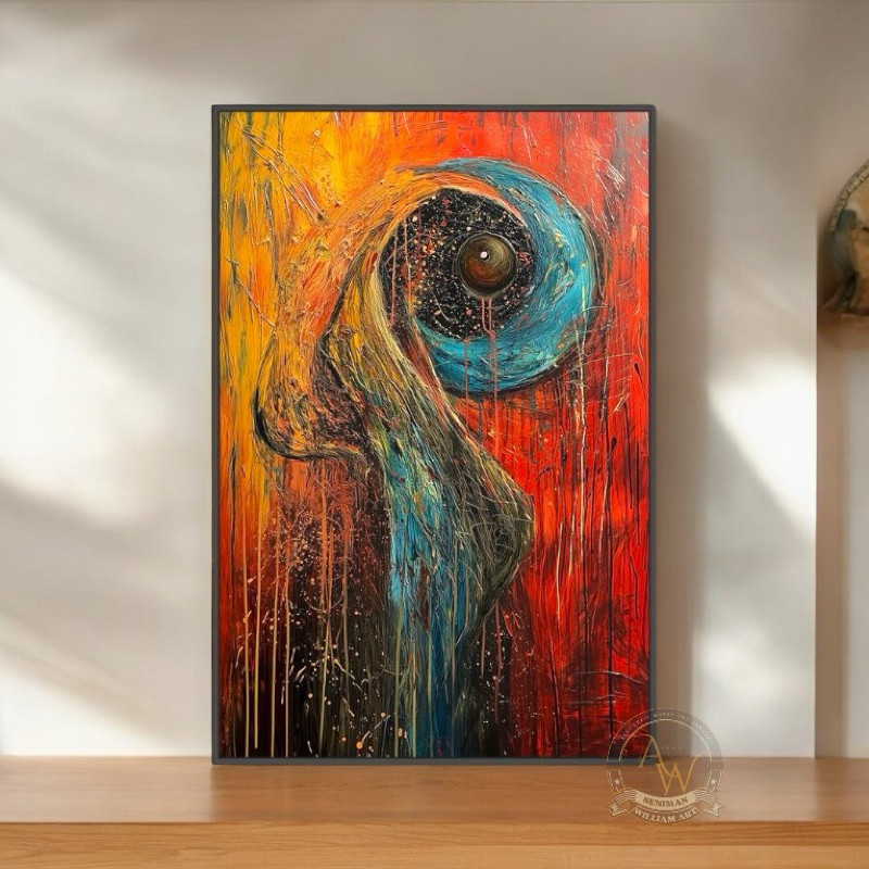

lukisan abstrak modern art painting Red gold