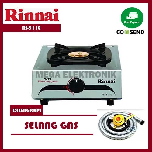 Rinnai RI-511E Kompor Gas 1 Tungku Dilengkapi Selang Gas Paket Regulator