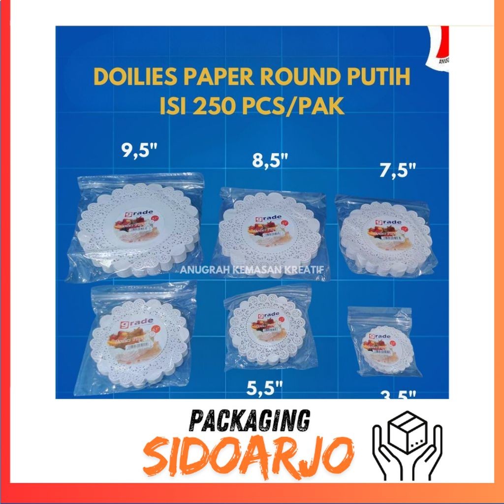 Grade Doilies Round Kertas Renda Doyley Alas Kue Putih