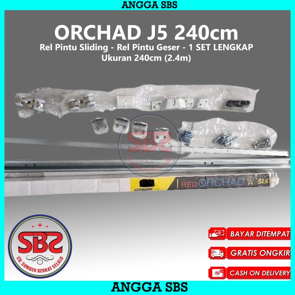 REL SLIDING J5 ORCHAD - Rel Pintu Dorong - Sliding Rail Galvanis - Sliding Track - Rel Pintu 2.4m
