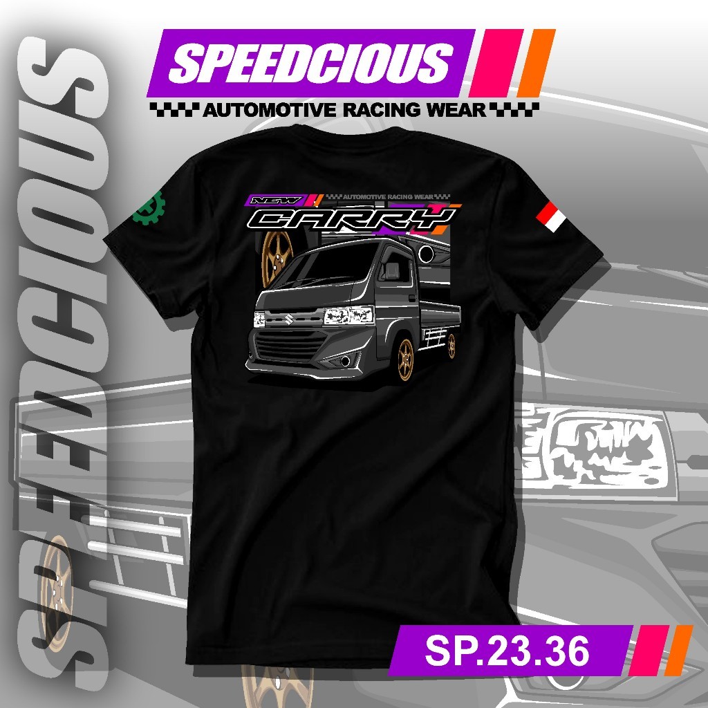 Baju RH Kaos Mobil Suzuki New Carry Pickup Modifikasi Tshirt Truck Diesel Sablon Lengan Bendera Dan 